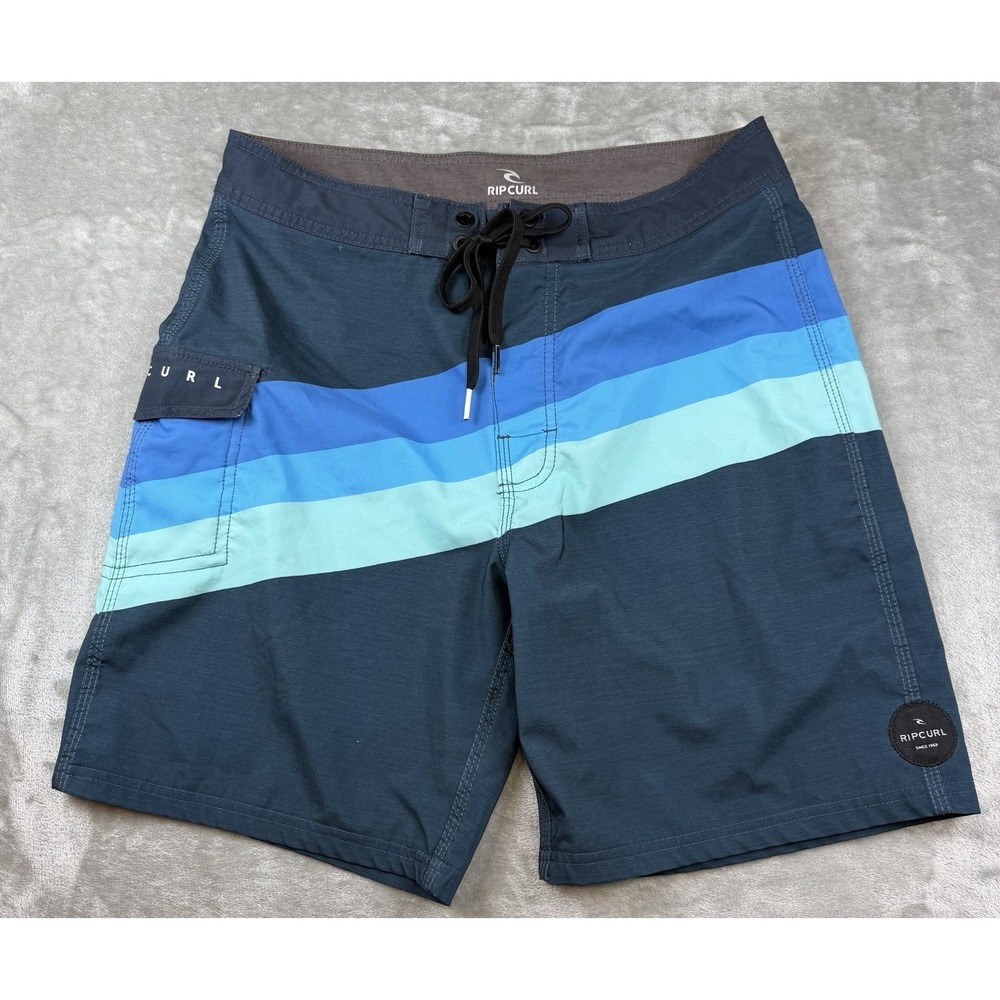 RIP CURL Board Shorts‎ Men's Size 31 Surf Beach Blue With Strips